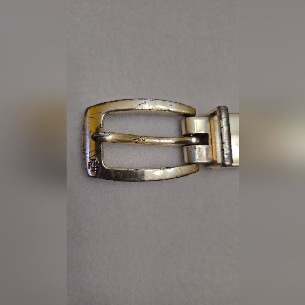 RALPH LAUREN Skinny Reversible Brown or Black Croc Embossed Leather Belt Sz S - Picture 8 of 8